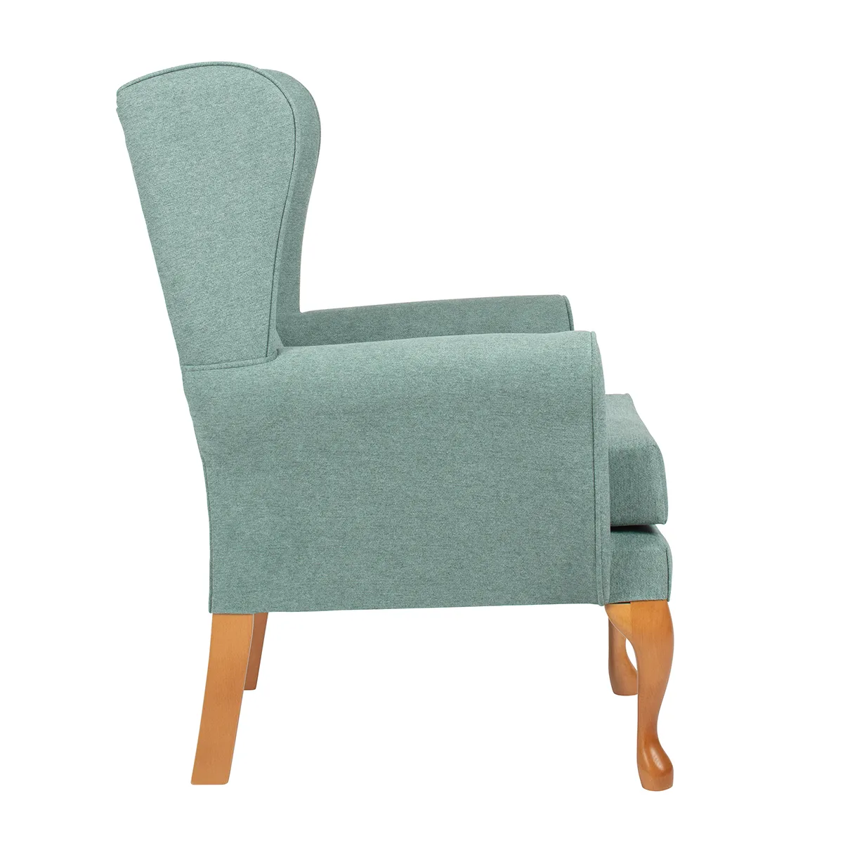 Queen Anne Fireside Chair Mineral Green Side View.jpg